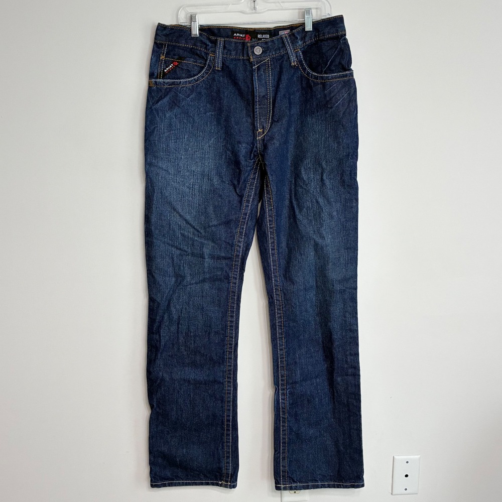 Ariat FR M4 Relaxed Boot Cut Jeans Mens 34x36 Indigo Blue Flame Resistant CAT 2
